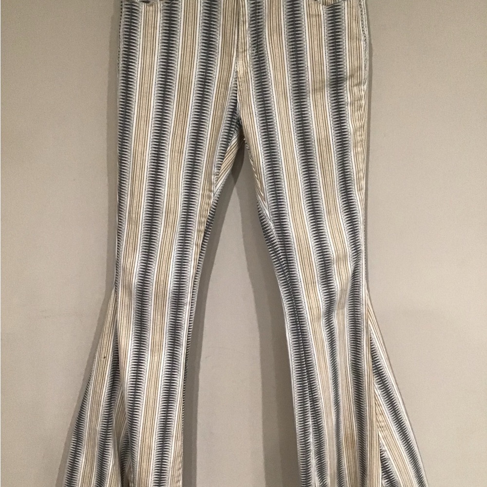 Altar'd State Cream and White Flare Pants